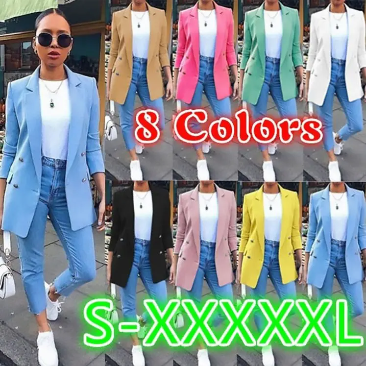Wholesale Autumn Chic Blazer Fashion Office Blazers Lady Suit Coat Outerwear Tops Plus Size Blazer Jackets Women Coats