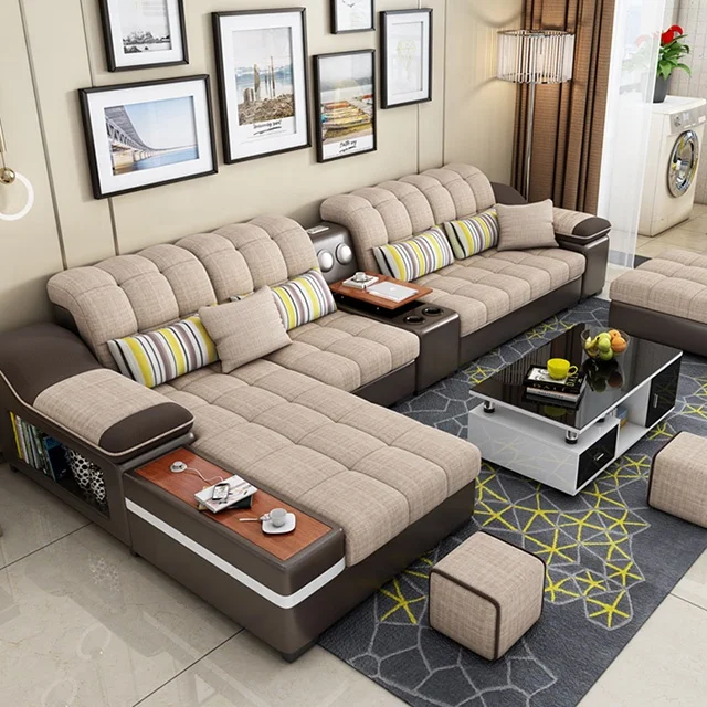 China foshan home furniture colorful best Price Fabric Modern Drawing Room Sofa Set 7 seater with storage Living room