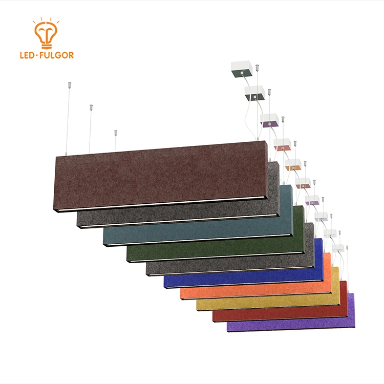 FULGOR PET 9mm Thickness Decoration office shop school pendant Acoustic Panel and led lighting