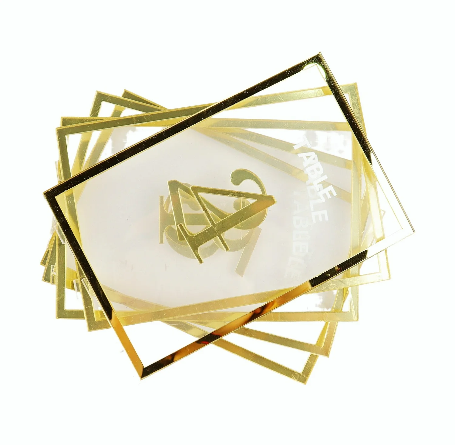 Минимальный заказ, прямоугольная форма, Золотая рамка, держатель для вывесок, держатель меню, прозрачный дисплей, акриловый, Свадебный, настольный номер