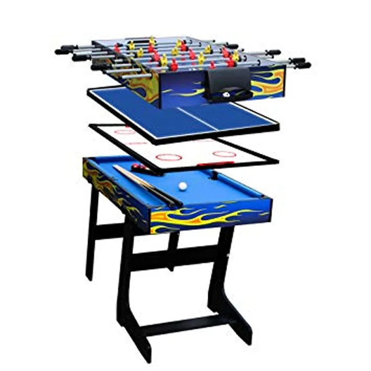 Folding multi-function game football table / air ice hockey table / billiard table / table tennis table