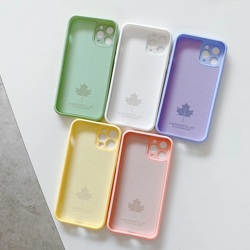 2021 TPU Sticker Oil Paint UV Printer Back Cover Phone case For Iphone 12 Pro TPU Maple Leaf Covers Case For Iphone
