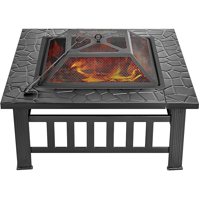 Custom Garden Portable BBQ Square Table Stove Campfire Firepit Wood Burning Brazier Outdoor Camping Fire Pit With Bbq Grill