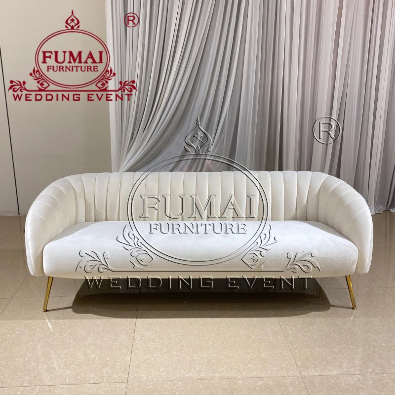 White Velvet Single Seater Soft Wedding Sofa Chair