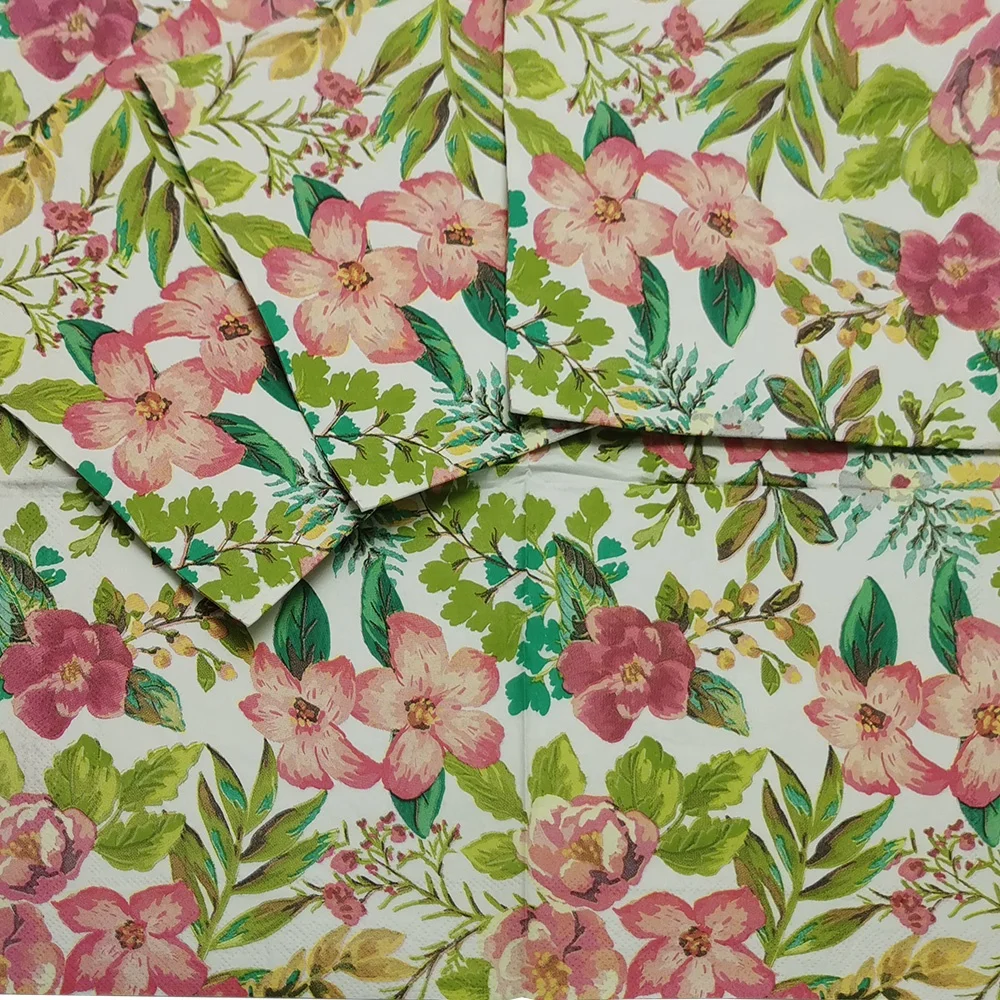 33x33cm 1/4 fold Luncheons Paper Napkins Birthday Wedding Rose Flower Decoupage Festive Party Printed Paper Napkin