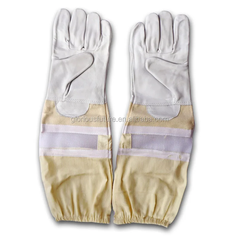 Wholesale High Quality Beekeeping Glove for Beekeeper sheepskin Ventilated Bee protect gloves