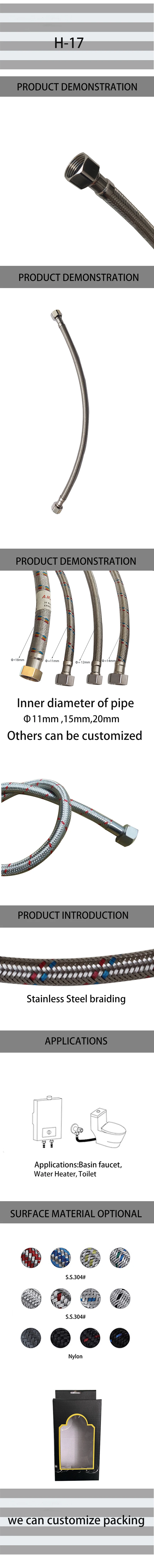 Stainless Steel Flexible Water Hose Pipe Portable Toilet Pex Braid Metallic Metal Hose Flex Ss Ptfe Braided Hose