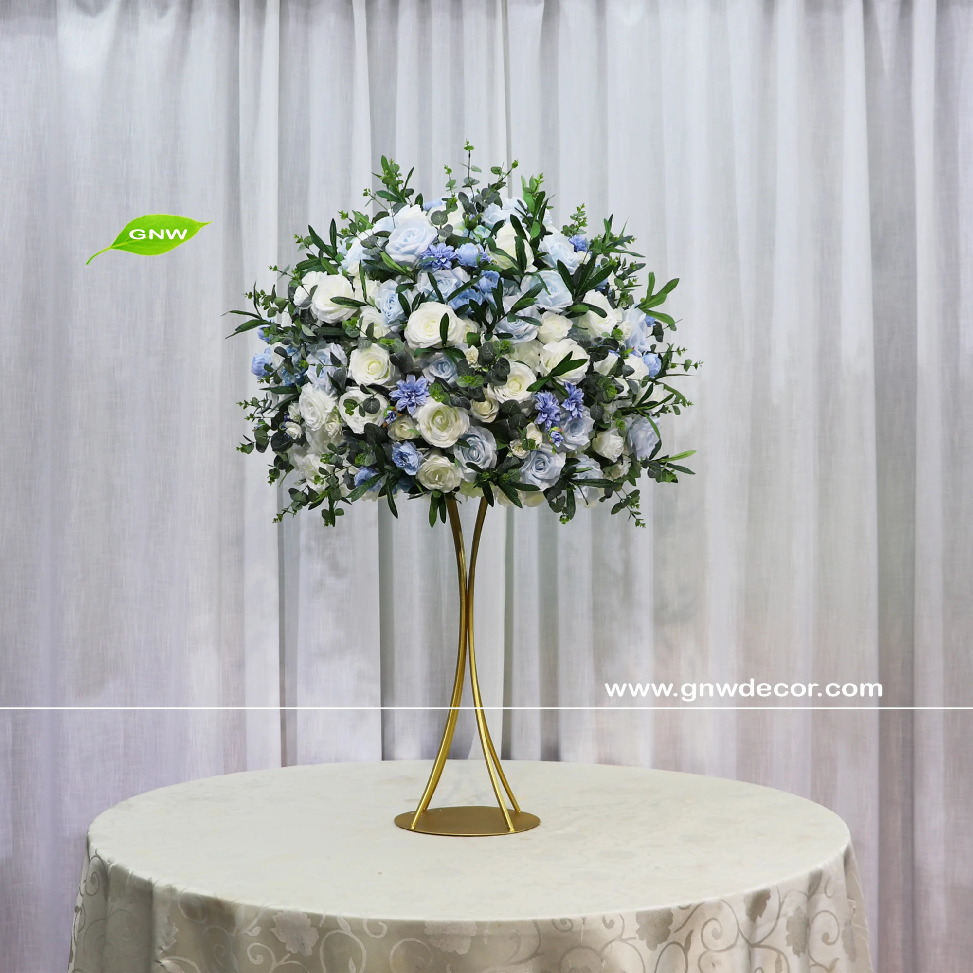 GNW gold ball flower with crystal pendant for wedding table centerpiece decorative flower ball table arrangements
