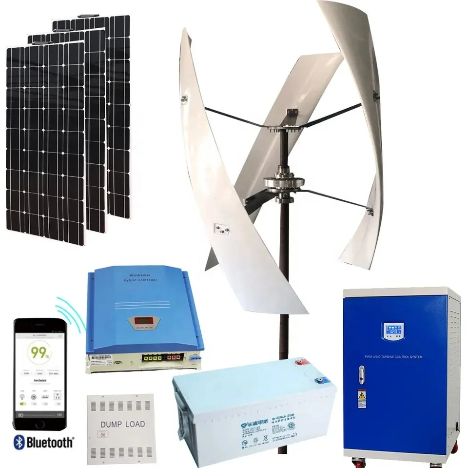 VAWT 1kw 2KW 3KW 5KW Vertical Wind Turbine Generator Hybrid solar system