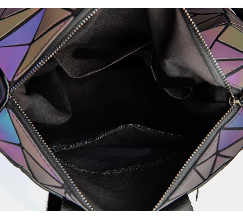 Holographic Luminous Backpack Women Geometric Shoulder Bag Folding Student School Bags For Teenage Girl