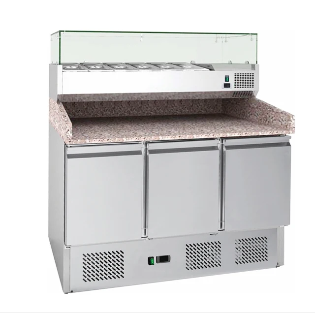 Commercial Countertop Display Counter Top Stainless Steel Workbench Chiller Pizza Working Table