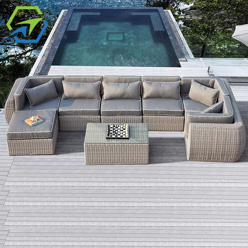 Outdoor furniture sets rattan sofa hotel gardens sessions 8 piece wicker sectional outdoor puffy sofa patio rattan furniture