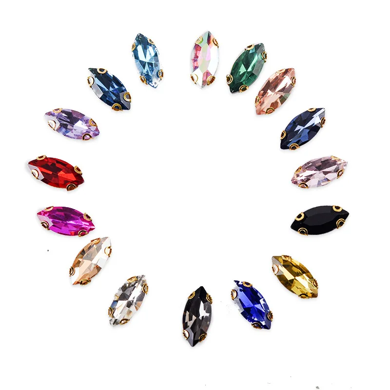 Handmade 6mm Cross-Border Rhinestone Horse Eye Claw Drill Glass Sewing DIY Wedding Dress Decoration Accessories Shoe Accessories