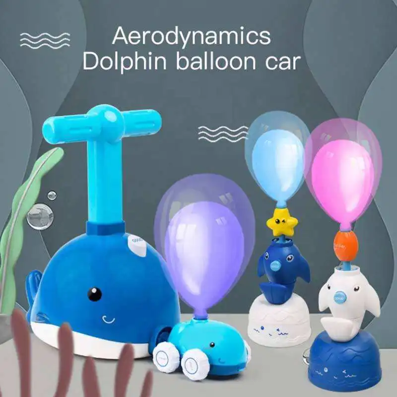 2024 Cute Animal Simulation Dolphin Air Balloon Powered Car Aerodynamic Car Stem Toys For Kids