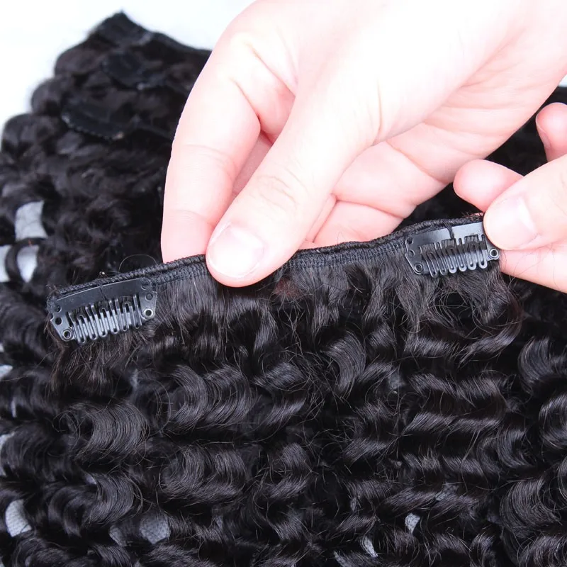 Wholesale 100% virgin mongolian afro kinky curly human hair clip ins