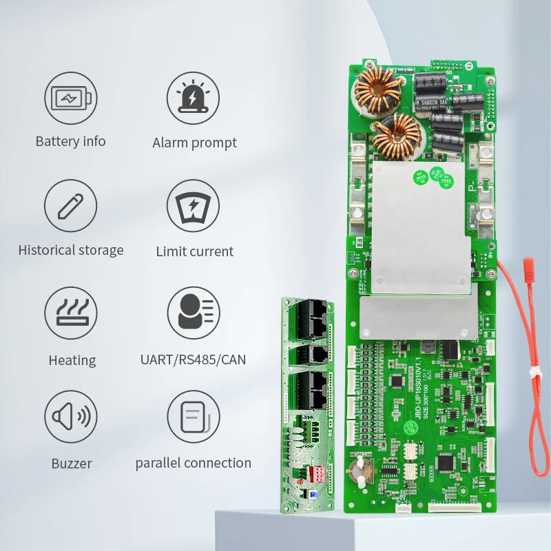 JiaBaiDa 15S 16S 48V 100A 200A ESS Smart BMS с ЖК-дисплеем UART RS485 для системы управления аккумулятором хранения энергии