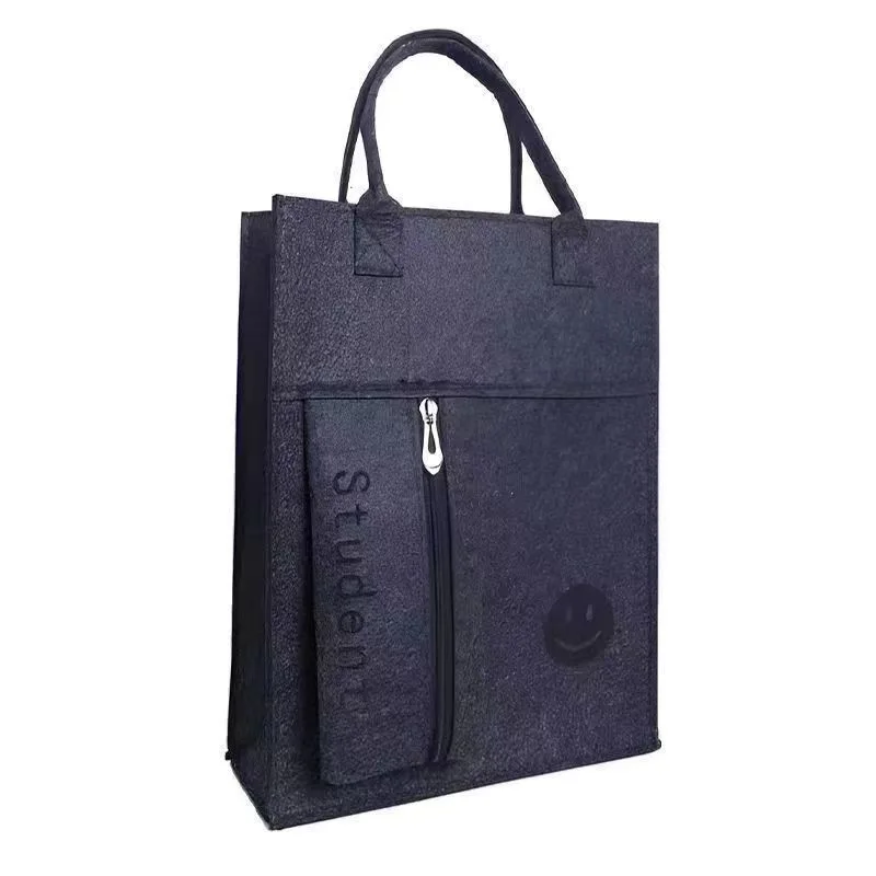 Primary School Students Supplementary Classes Bag Felt Handbag Book Bag with Document Storage File Cabinet
