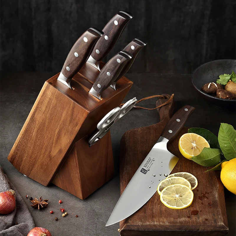 7PCS OEM ODM Custom Knife Set High Quality Wooden handle German 1.4116 Stainless Steel Kitchen Chef Knives