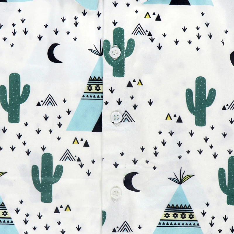 
2019 summer short sleeve baby t shirt Cartoon castle and cactus baby shirts & tops turn-down collar custom shirt for baby 