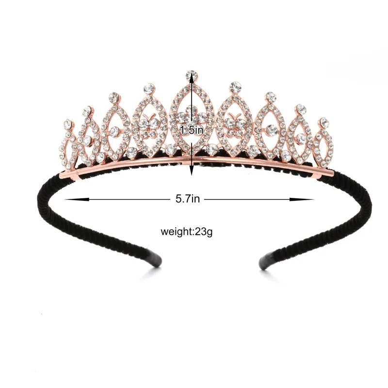 Hot selling party tiara for birthday girls glitter princess headband crown hair hoop