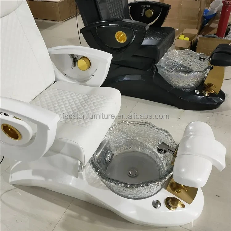 luxury white foot spa electric massage pedicure chair with drain  nail spa salon furniture