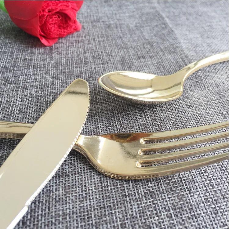 High Quality Dinnerware Sets Sliver Wholesale Plastic Silverware Classic Double Rim Wedding Party  Plastic Tableware Plates Sets
