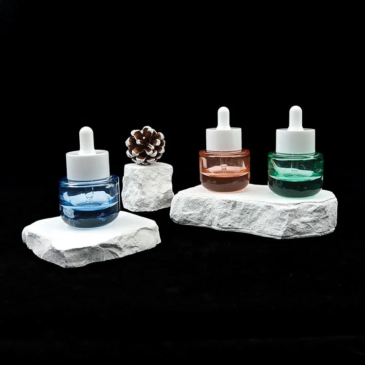 Custom 15ml Glass Pipette Essential Oil Blue Bottle Green clear Double Wall Dropper Cap Cosmetic Serum for Hair