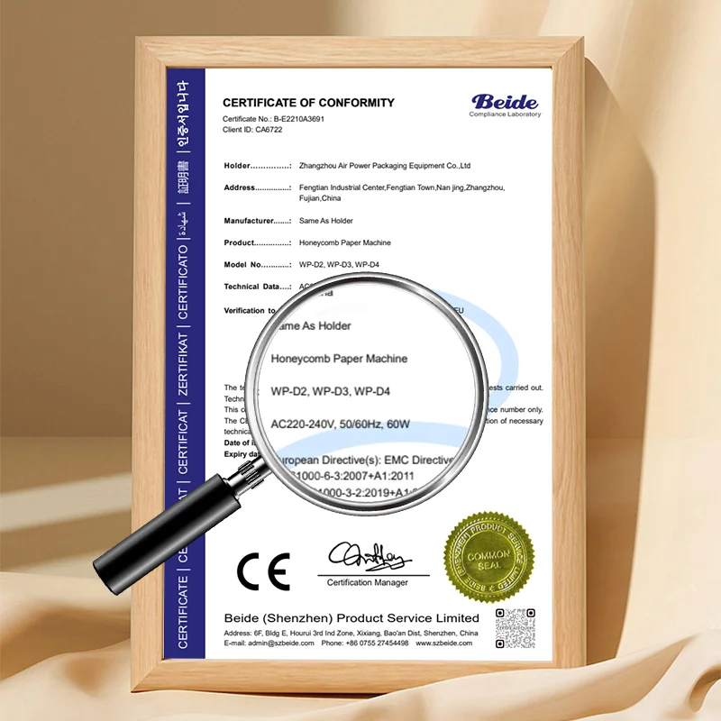 Transport Protection Speed 40 CM/S Dispenser Kraft Wrapping Cushion Packaging Roll Cutting Honeycomb Paper Machine