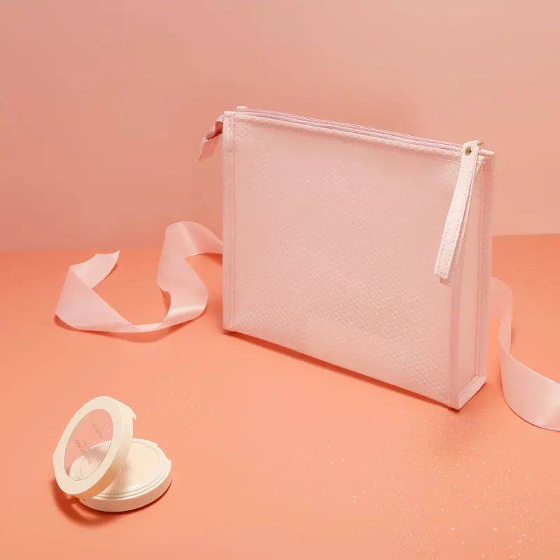 Custom Wholesale Transparent Small Private Label Plastic Eva Pink Clear Mesh Makeup Travel Toiletry Cosmetic Pouch Bag Sets