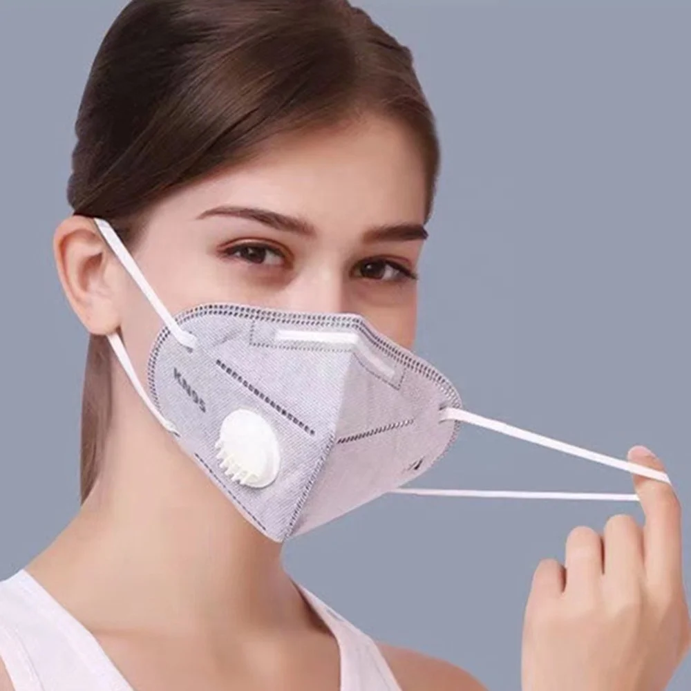 Gray KN95 Face Mask Respirator Breathing Valve Filtering Respirator Face Shields Head Loop Respirator