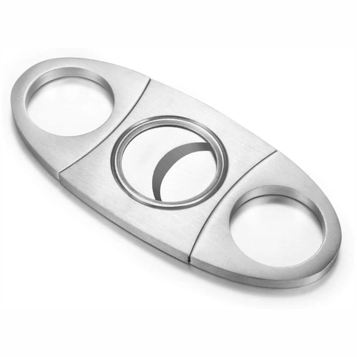 Custom Stainless Steel Cigar Knife Double Bladed Cutter Cigar Accessories Luxury Wood Cigar Cutter