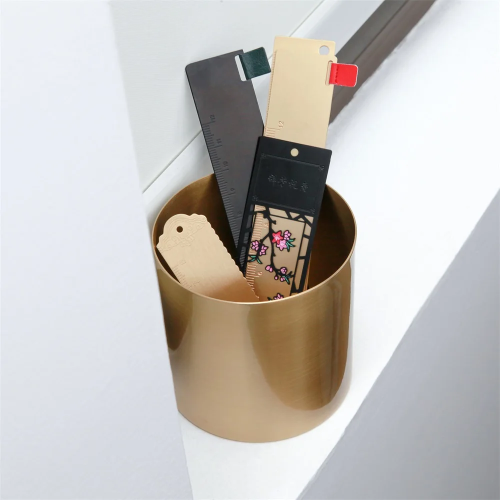 MAXERY Matte Black Brass Geometry Durable Square Straight Ruler, Measure Tool Stationery Math Gift for Students and Children