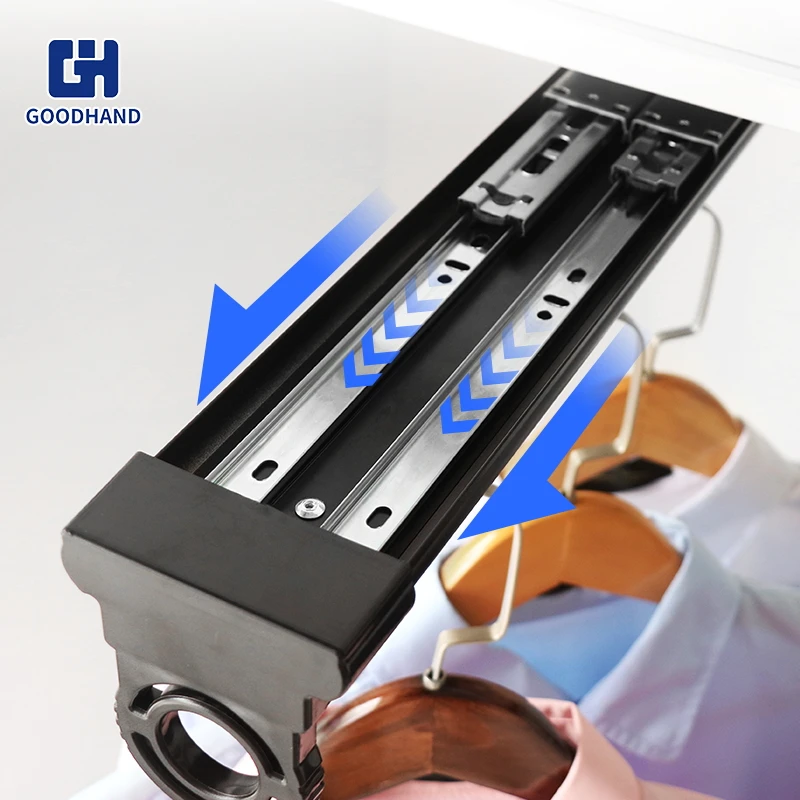 Factory High Quality Wardrobe Accessories Top Mounted Pull Out Wardrobes Clothes Storage Holder Hanging Clothes Hanger