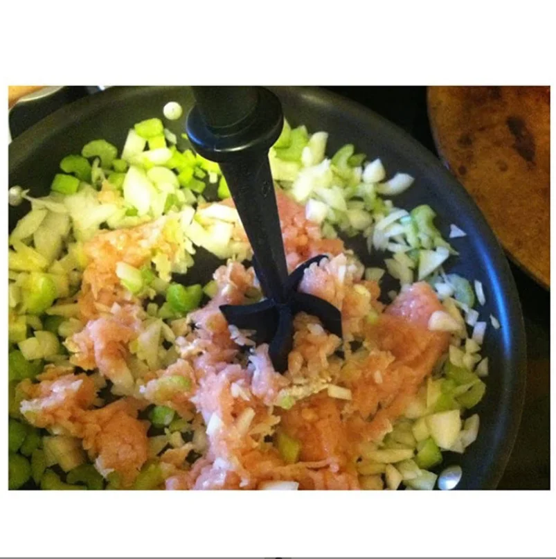 Meat Chopper 5 Curve Blades Ground Beef Masher Heat Resistant Meat Masher Tool Nylon Hamburger Non-scratch Chopper Utensil