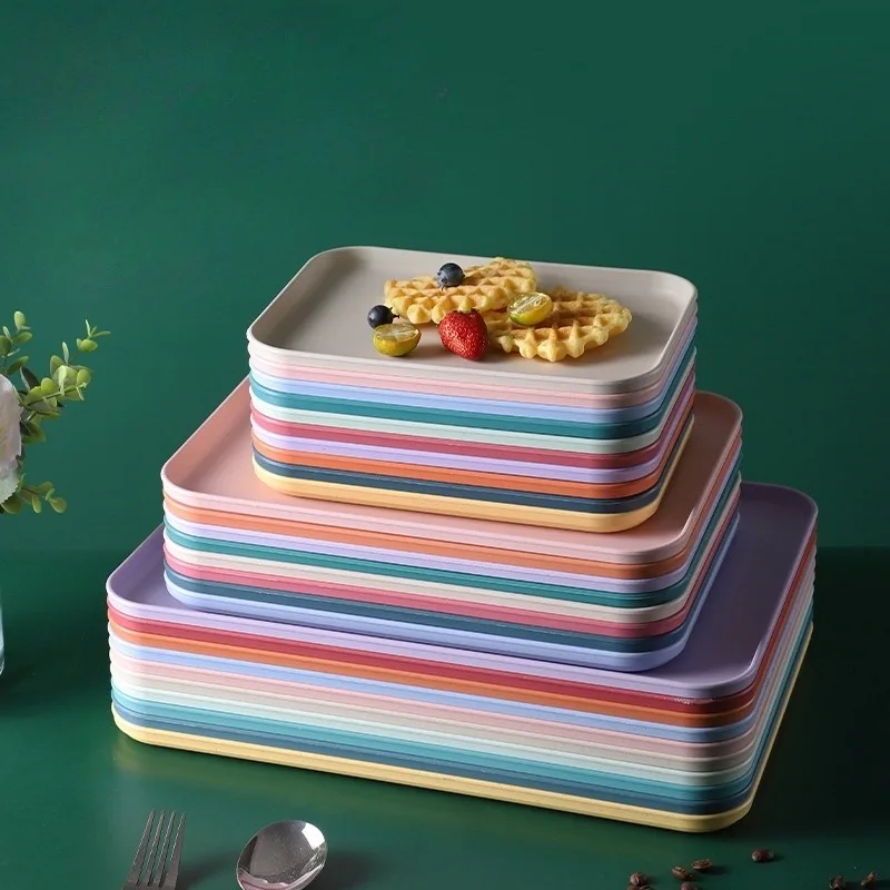 Multiple Size Cheap Price Tray Meal Food Fruit Tea Bar Rectangle Colourful  Plastic Serving Tray