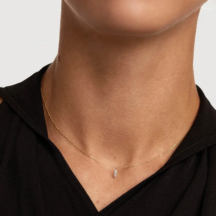 FirstMadam Fine Jewelry Smile Design 18K Gold Necklace Lab Diamond Pendant Necklace for Women