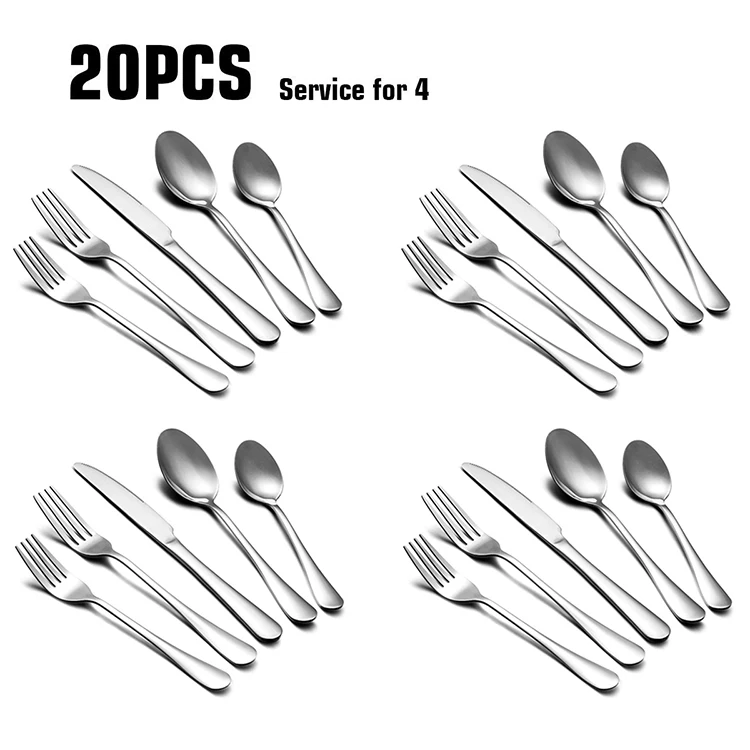Large In Stock 20pcs Silverware Set Cutlery Kits Gold Tableware Set Stainless Steel Black Cutlery Set