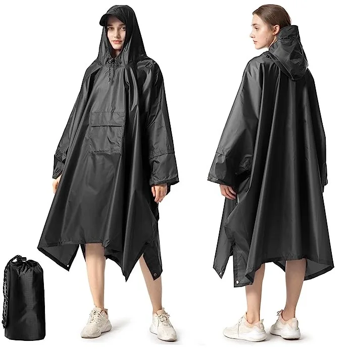 Wholesale 3 in 1 Poncho Lightweight  Hooded Raincoat Outdoor Emergence Shelter Picnic Mat Picnic Blanket Waterproof Rain Poncho