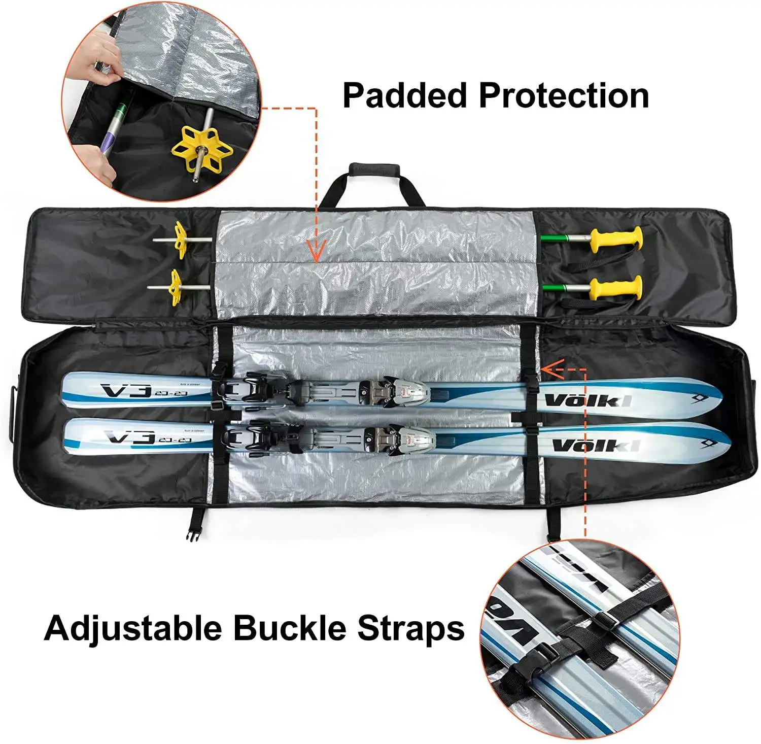 Custom Logo 600D Waterproof Snowboard Bags Large Capacity Totebags Ski Pole Storage Bags Outdoor Sport Tote Ski Travel Bags