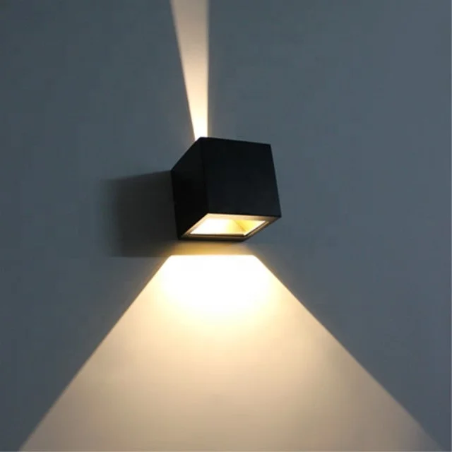 Modern Gold Cubic Luxury  LED 2x3W Outdoor Wall Light Led  Up Down Wall  Decor Mount Lighting  Led Wall Washer light ip54