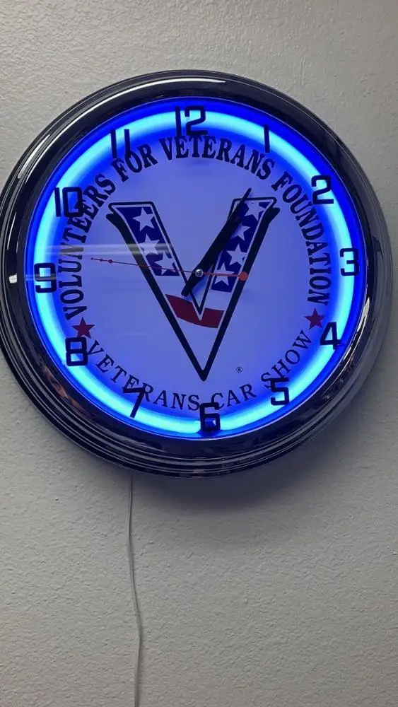 Traditional glass tube tower shape 15 17 19 inches Battery Driver 12V 15 Inches Round faux wall Neon Clock