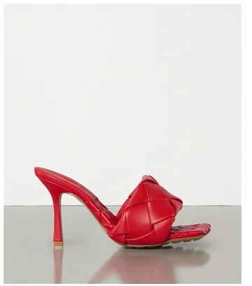 matching-shoe-and-bag-Toe Weave High Heels Shoes Women Slippers Leather Luxury Designer Ladies Street Beach Sandals Slides Shoes