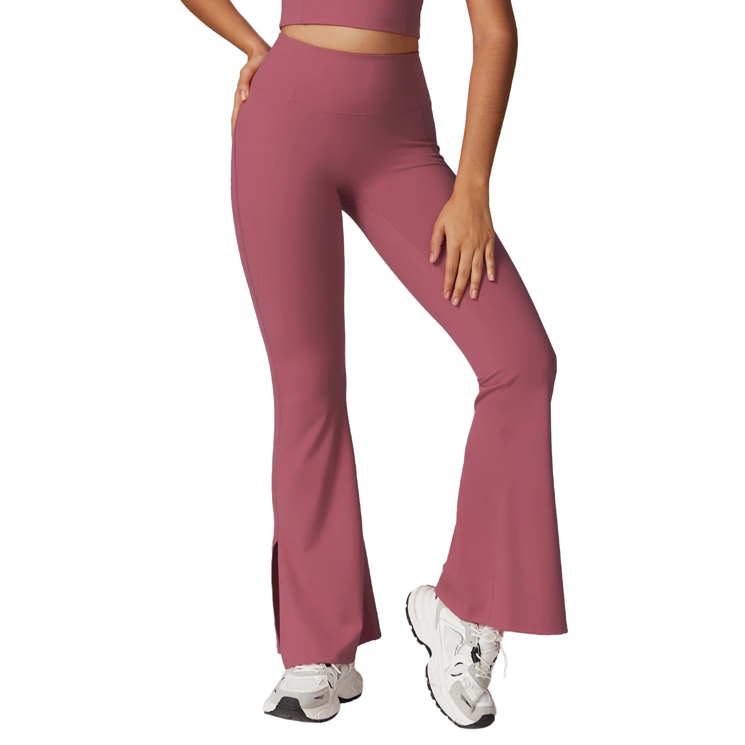 New quick-drying casual lulu micro cropped pants wear high waist wide leg hip lift yoga pants fitness sports tight flared pants