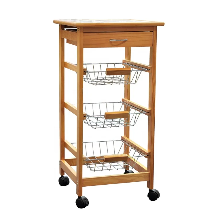 Factory Manufacture Kitchen Rolling Cart Kitchen Furniture Trolley