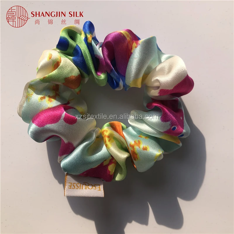Digital Printed 3pcs Pack Elastic Scrunchy Hair Ties Silk Satin Hair Scrunchies