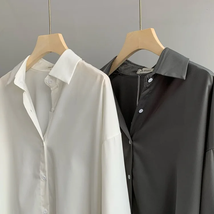 Women Blouses Office Lady Cotton Oversize Plus Size Tops White Black Long Sleeve Spring Autumn Korean Fashion Shirts