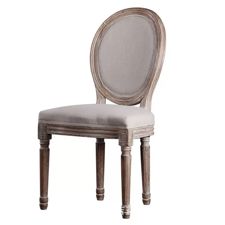 Американский деревенский обеденный стул во французском стиле, обеденный стул из массива дерева, круглый деревянный стул
