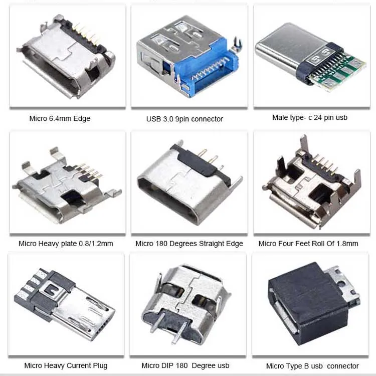 XYFW Free Sample Usb Micro Port Conector Typeab Heavy Plate 5 Pin B Type A Charging Pin Smd/smt Female 5pin Micro USB Connector