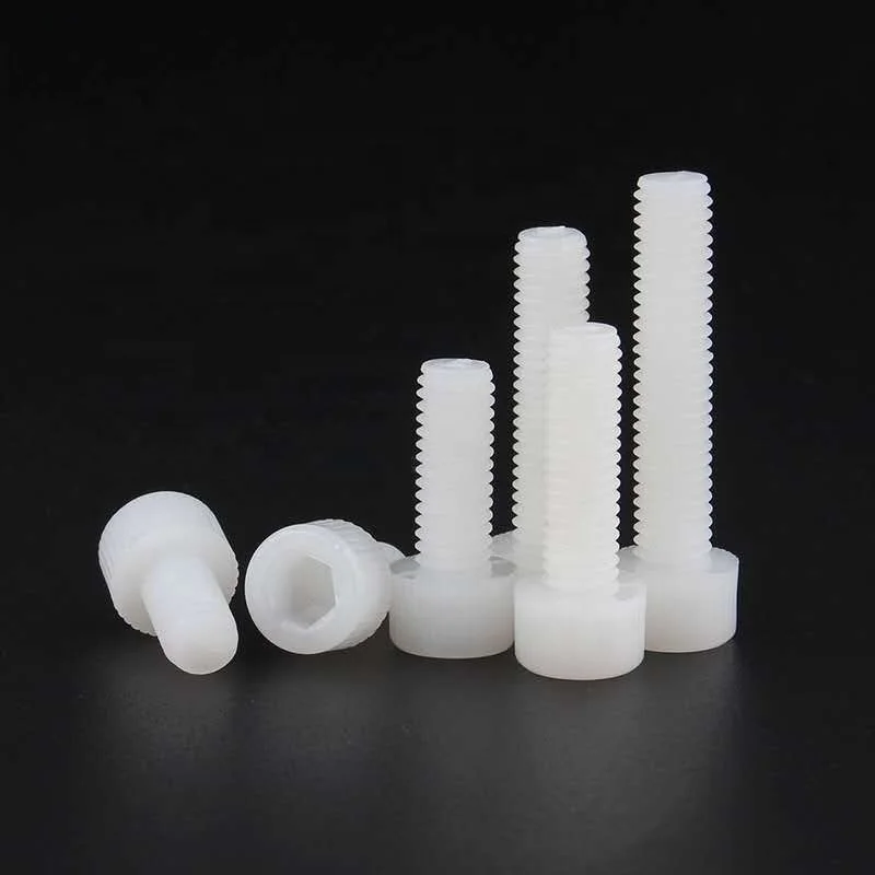 Sandingsheng in stock high quality white black PA66 polyamide plastic nylon hexagon socket cap bolt