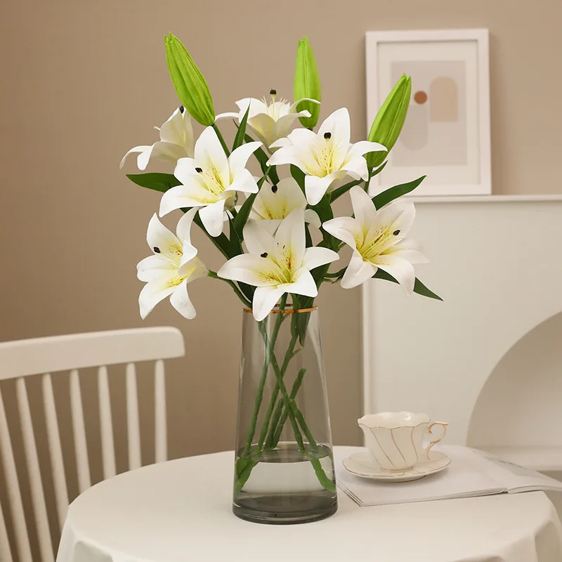 Real touch artificial plastic lily flowers at a very cheap price real touch lily flower for wedding